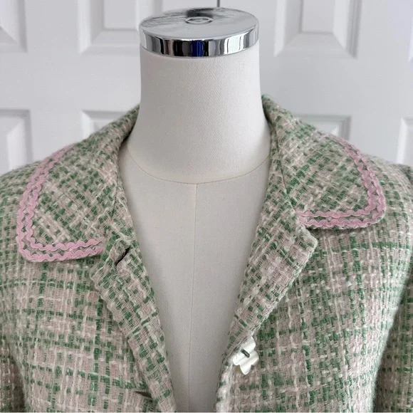 Isabel & Nina Elegant Green Tweed Women's Long Jacket and Skirt Suit, Size 2 - Picture 8 of 16